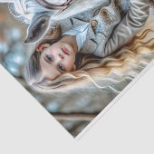 Mädchen auf der Dekoupage des Weißen Horns Seidenpapier (Ausschnitt)