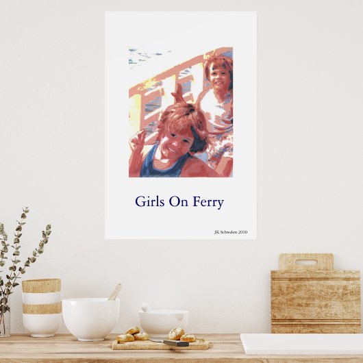 Mädchen auf der Fähre Poster (Küche)