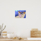 Mädchen auf der Flucht vor einem wilden Wolf. Poster (Küche)