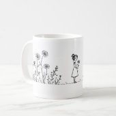Mädchen auf der Gänseblümchen-Wiese – Minimalistis Kaffeetasse (Vorderseite Links)