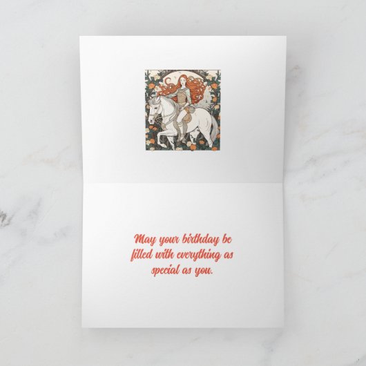 MÄDCHEN AUF DER HORSE BIRTHDAKARTE DANKESKARTE (Innenseite)