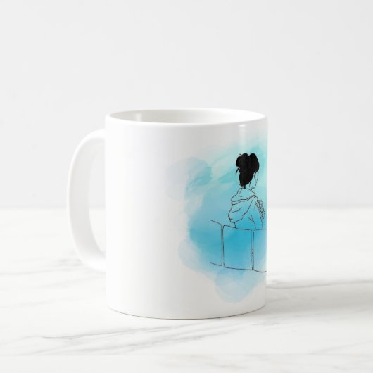 Mädchen auf der Rohr-schrulligen Kaffeetasse (Vorderseite Links)