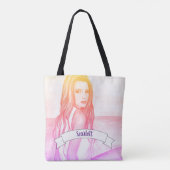 Mädchen auf der Strandfarbenlackierung Tasche (Rückseite)