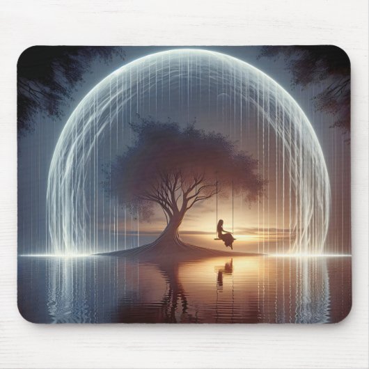 Mädchen auf einem Baumhaufen mit leichten Wegen Mousepad (Vorne)