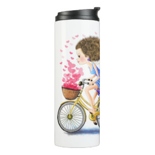Mädchen auf einem Bike Thermal Tumbler Romantische Thermosbecher