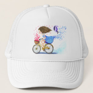 Mädchen auf einem Fahrrad Trucker Hat Romantische Truckerkappe