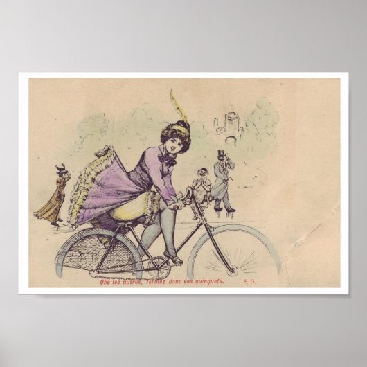 Mädchen auf einem Fahrradrock bläst in Wind Poster (Vorne)