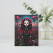 Mädchen auf einem Feld von Rosen Postkarte (Stehend Vorderseite)