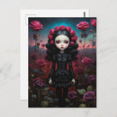 Mädchen auf einem Feld von Rosen Postkarte (Vorne/Hinten)