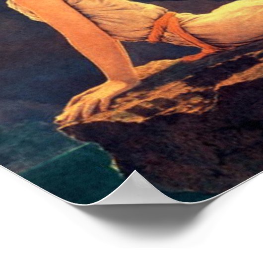 Mädchen auf einem Felsen Poster (Ecke)