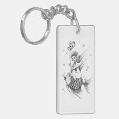 Mädchen auf einem Fischrücken Schlüsselanhänger (Vorderseite links)