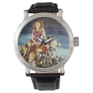 Mädchen auf einem Motorrad Armbanduhr