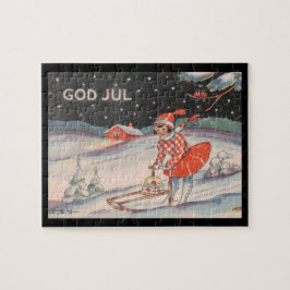 Mädchen auf einem Schlitten, Schnee - Weihnachten Puzzle
