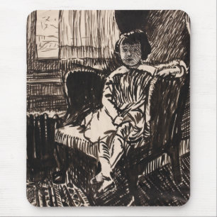 Mädchen auf einem Stuhl sitzend (ca. 1917-1918) Le Mousepad