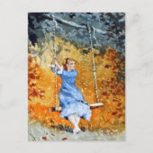 Mädchen auf einem Swing Winslow Homer Postkarte (Vorderseite)