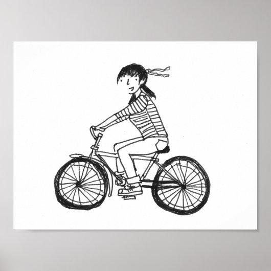 Mädchen auf einer Bike-Illustration Poster (Vorne)