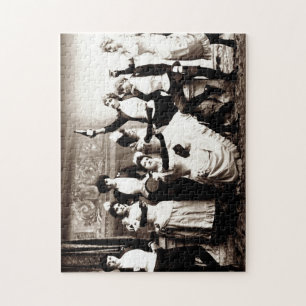 Mädchen auf einer Party Vintage-Druck Puzzle