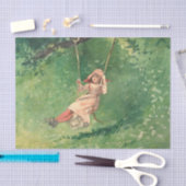 Mädchen auf einer Schaukel (Ländliche Kindheit) (W Seidenpapier (Handwerk)