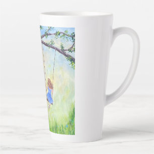 Mädchen auf einer Schaukel Milchtasse