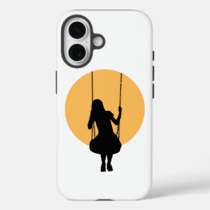 Mädchen auf einer Schaukel Silhouette iPhone 16 Hülle