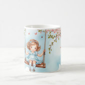 Mädchen auf einer schwungvollen Kirschblüte Kaffeetasse (Mittel)