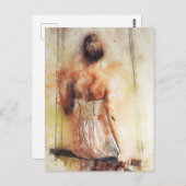 Mädchen auf einer Wasserfarbe Postkarte (Vorne/Hinten)