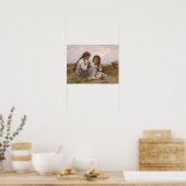 Mädchen auf einer Wiese Poster (Küche)