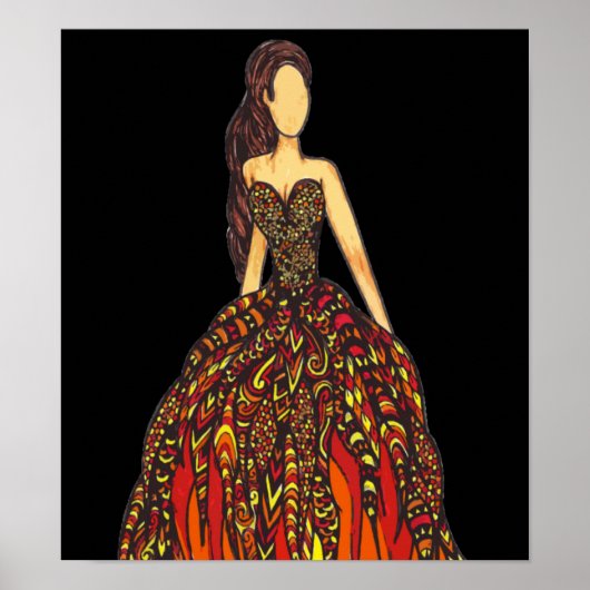 Mädchen auf Feuerkleid Poster (Vorne)