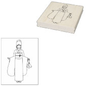 Mädchen auf japanischer Kimono-Kleiderseite Gummistempel (Stempel)