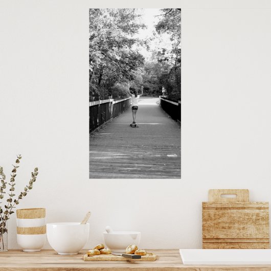 Mädchen auf Longboard Poster (Küche)