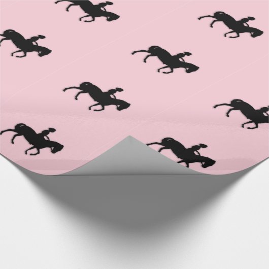 Mädchen auf Pferd / Pony Pink Geschenkpapier (Ecke)