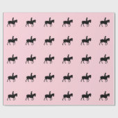Mädchen auf Pferd / Pony Pink Geschenkpapier (Flach)