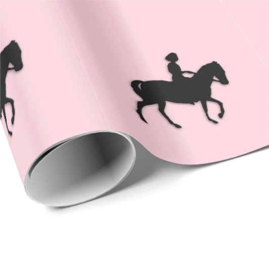 Mädchen auf Pferd / Pony Pink Geschenkpapier (Rolleneckpunkt)