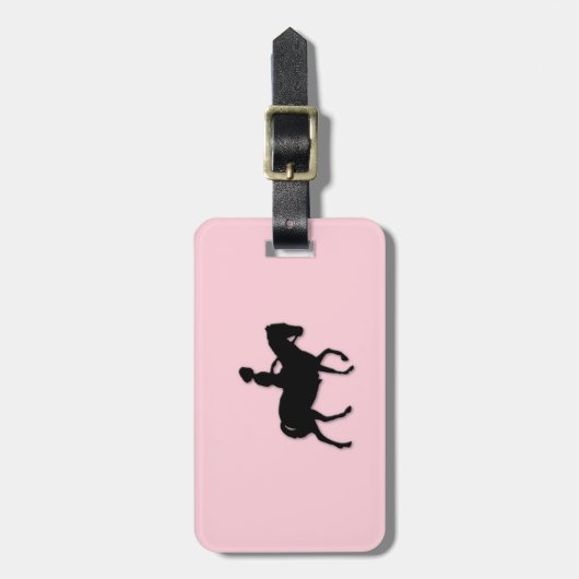 Mädchen auf Pferde-/Pony-Rosa Gepäckanhänger (Vorderseite vertikal)