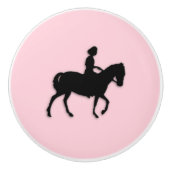 Mädchen auf Pferde-/Pony-Rosa Keramikknauf (Vorderseite)