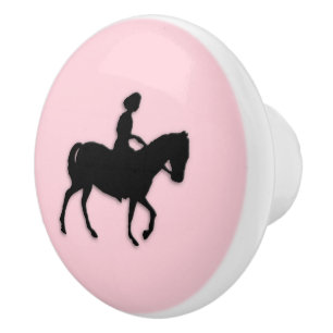 Mädchen auf Pferde-/Pony-Rosa Keramikknauf