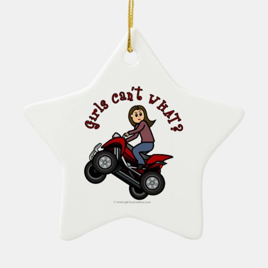 Mädchen auf Red Four Wheeler Keramikornament (Vorne)