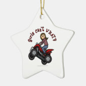Mädchen auf Red Four Wheeler Keramikornament (Links)
