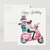 Mädchen auf Roller Postkarte (Vorne/Hinten)