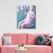 Mädchen auf Schaukel 1996 Leinwanddruck (Insitu (Wohnzimmer))