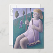 Mädchen auf Schaukel 1996 Postkarte (Vorne/Hinten)