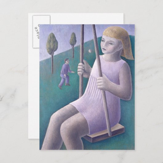 Mädchen auf Schaukel 1996 Postkarte (Vorne/Hinten)