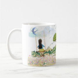 Mädchen auf Schaukel Ästhetik Natur Kaffeetasse -