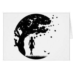 Mädchen auf Schwingen-Silhouette