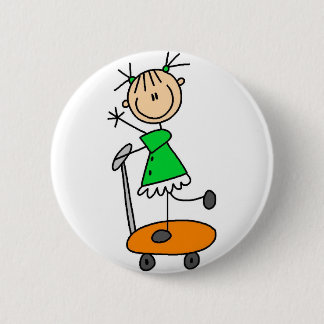Mädchen auf Skateboard-Knopf Button