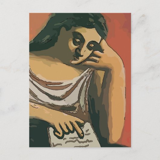 Mädchen auf Tablette Abstrakt 2 Postkarte (Vorderseite)
