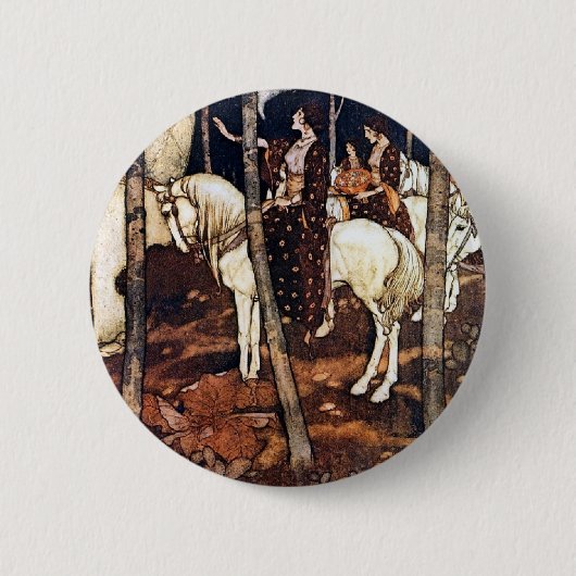 Mädchen auf weiße Pferdeknöpfen Button (Vorderseite)