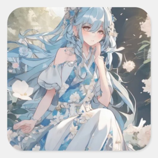 Mädchen-Aufkleber Quadratischer Aufkleber (Vorderseite)