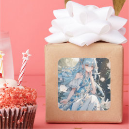 Mädchen-Aufkleber Quadratischer Aufkleber