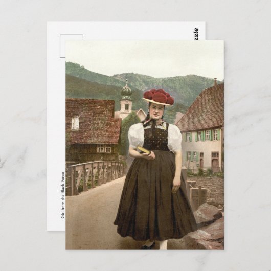 Mädchen aus dem Schwarzwald in Deutschland (c. 190 Postkarte (Vorne/Hinten)